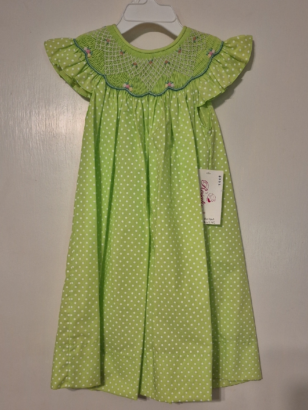Children's Lime Green Polka Dot Smocked Dress - 2t NWT